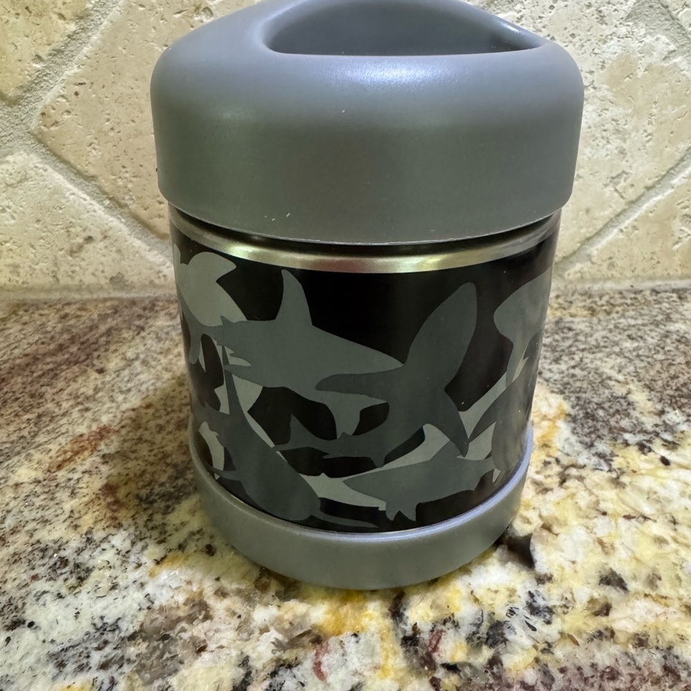 🆕 Pottery Barn Kids Gray and Black Shark Canister